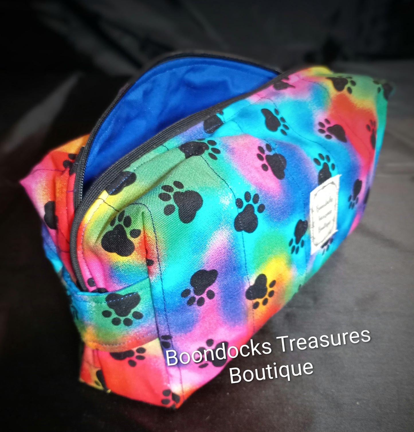Handmade Quilted Multi-purpose Bag – "Tie Dye Puppy Paws"- Vintage Fabric