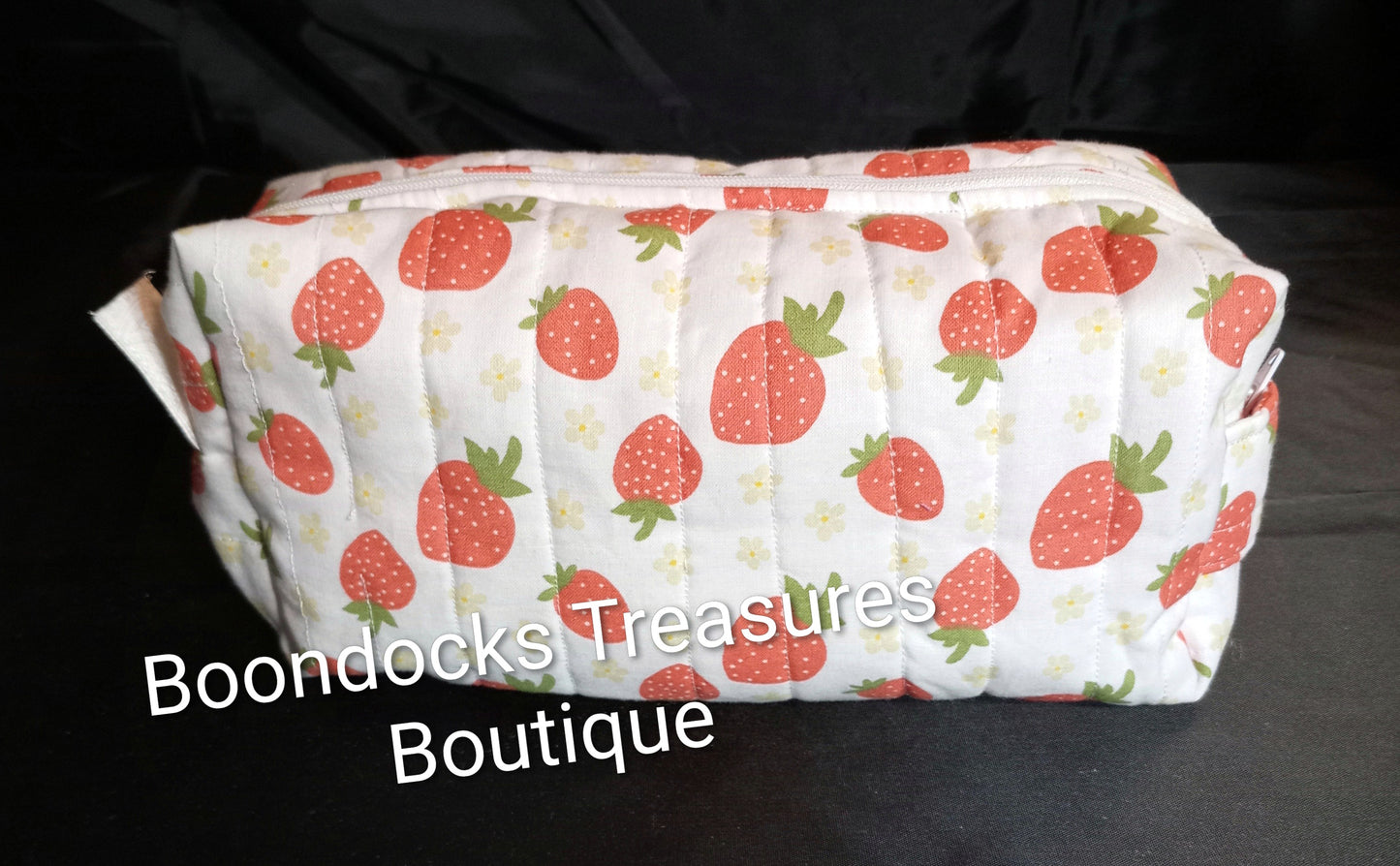 Handmade Multi-purpose Bag – "Strawberries on White" (One of a Kind)