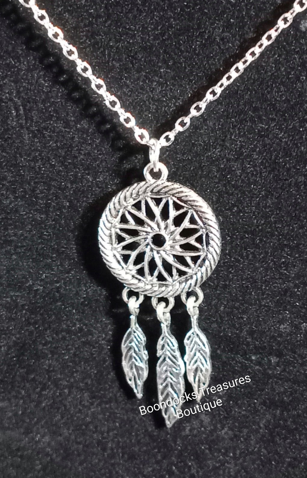 Dreamcatcher Pendant Necklace - Silver - Handmade