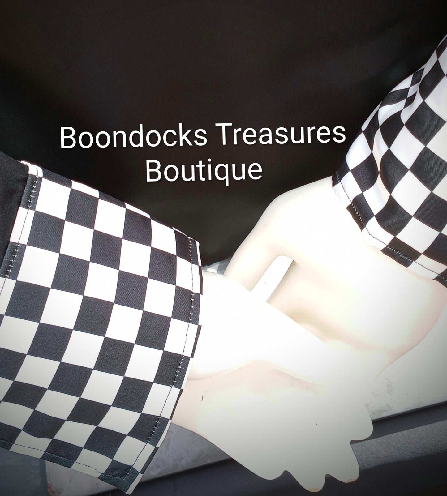 Black satin shirt w/ checkerboard print ACCENTS- Women's and Teen's Handmade Button up Shirts Pearl Snap Shirts Western Shirts Rodeo Shirts Show Shirts