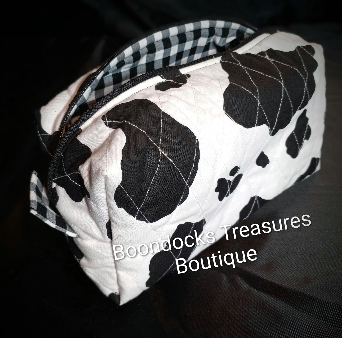 Handmade "Black and White Cow Print" Multi-purpose Bag