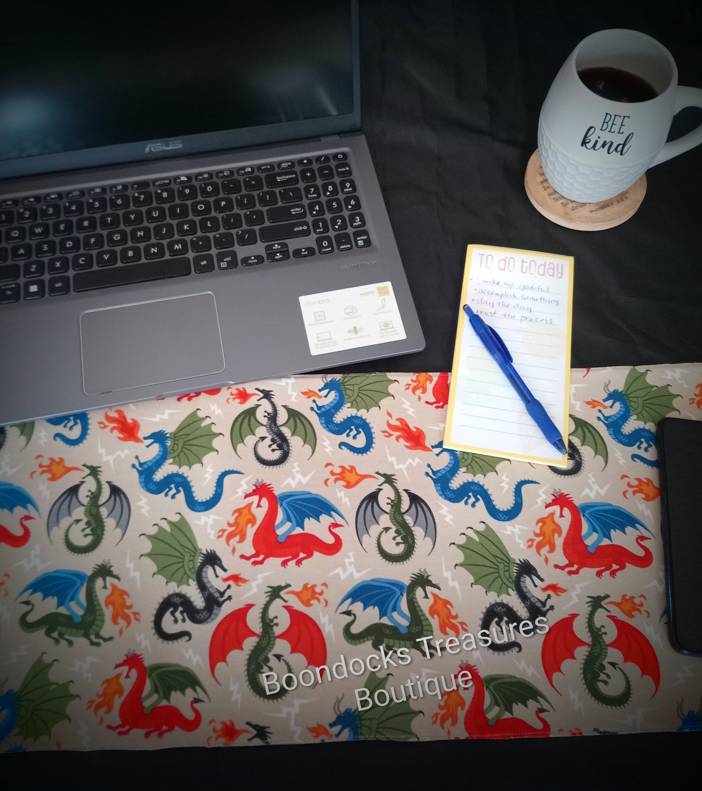 Dragons print Desk Mat -Handmade