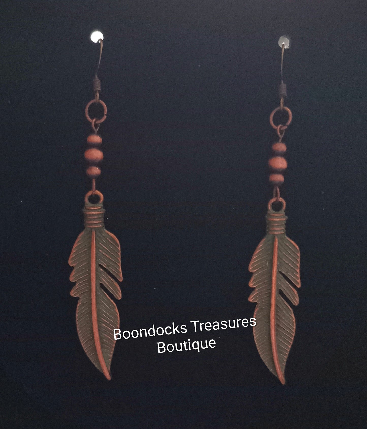 Copper/ Tarnished Copper Look Feathers Handmade Earrings