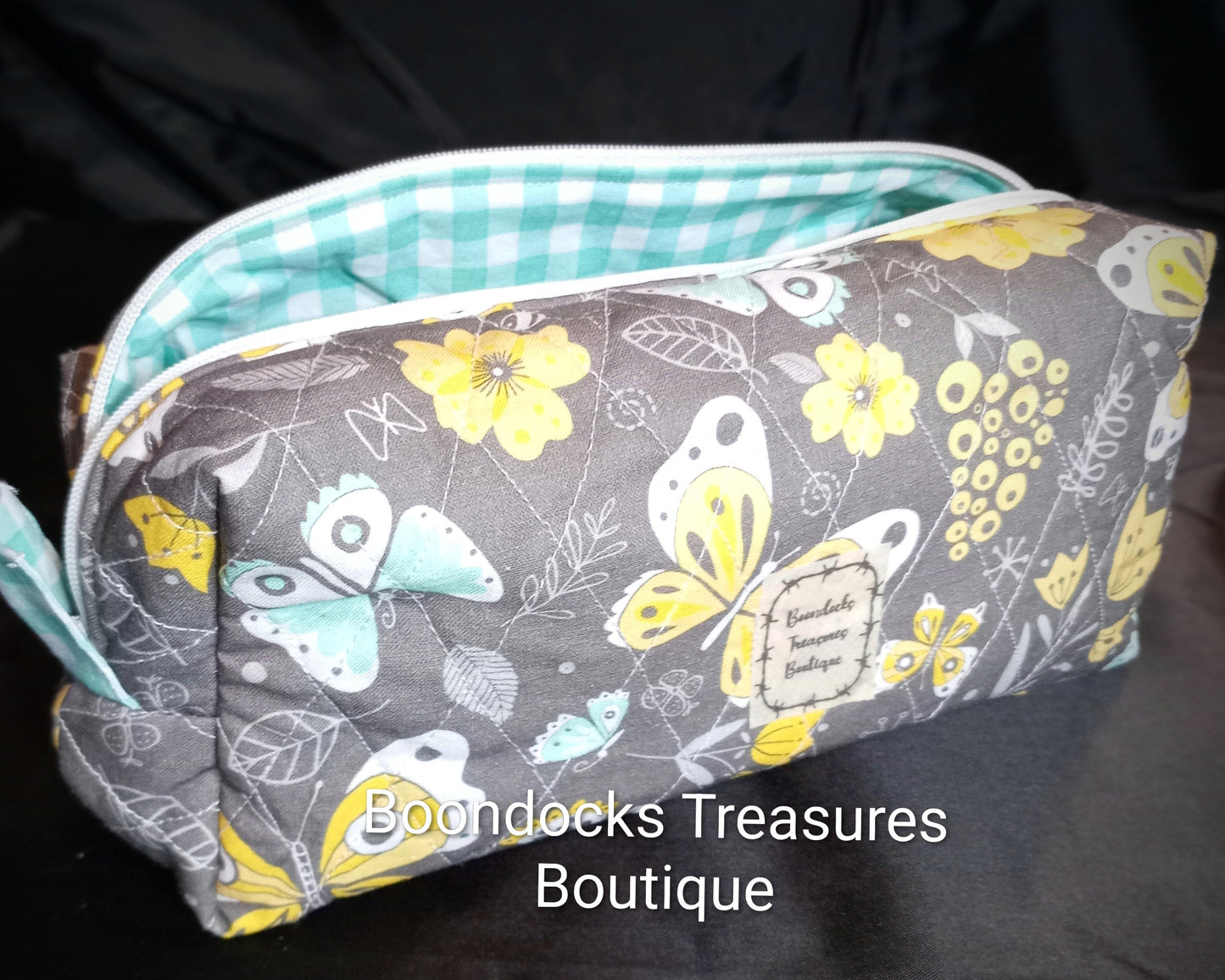 "Butterflies and Flowers on gray" Handmade Multi-purpose Bag