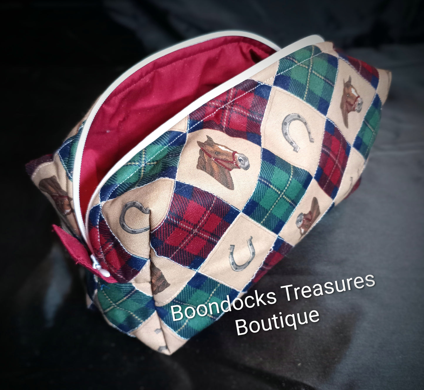 "Argyle Horses" Quilted Multi-purpose Bag — One of a Kind- Vintage Fabric