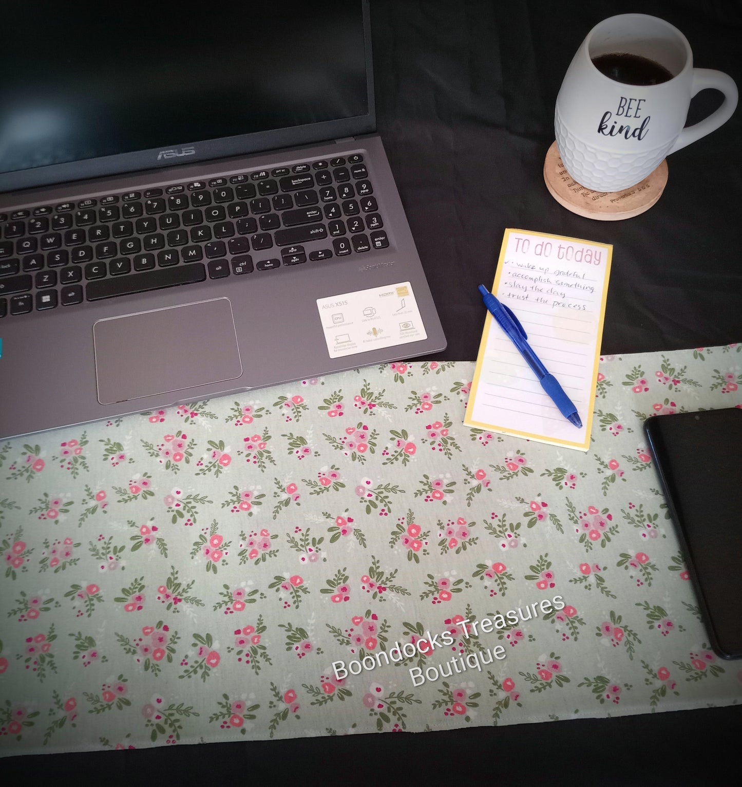 Floral print Desk Mat -Handmade
