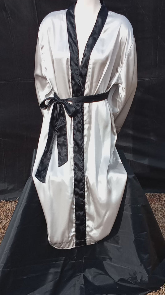 Silver with black accents robe