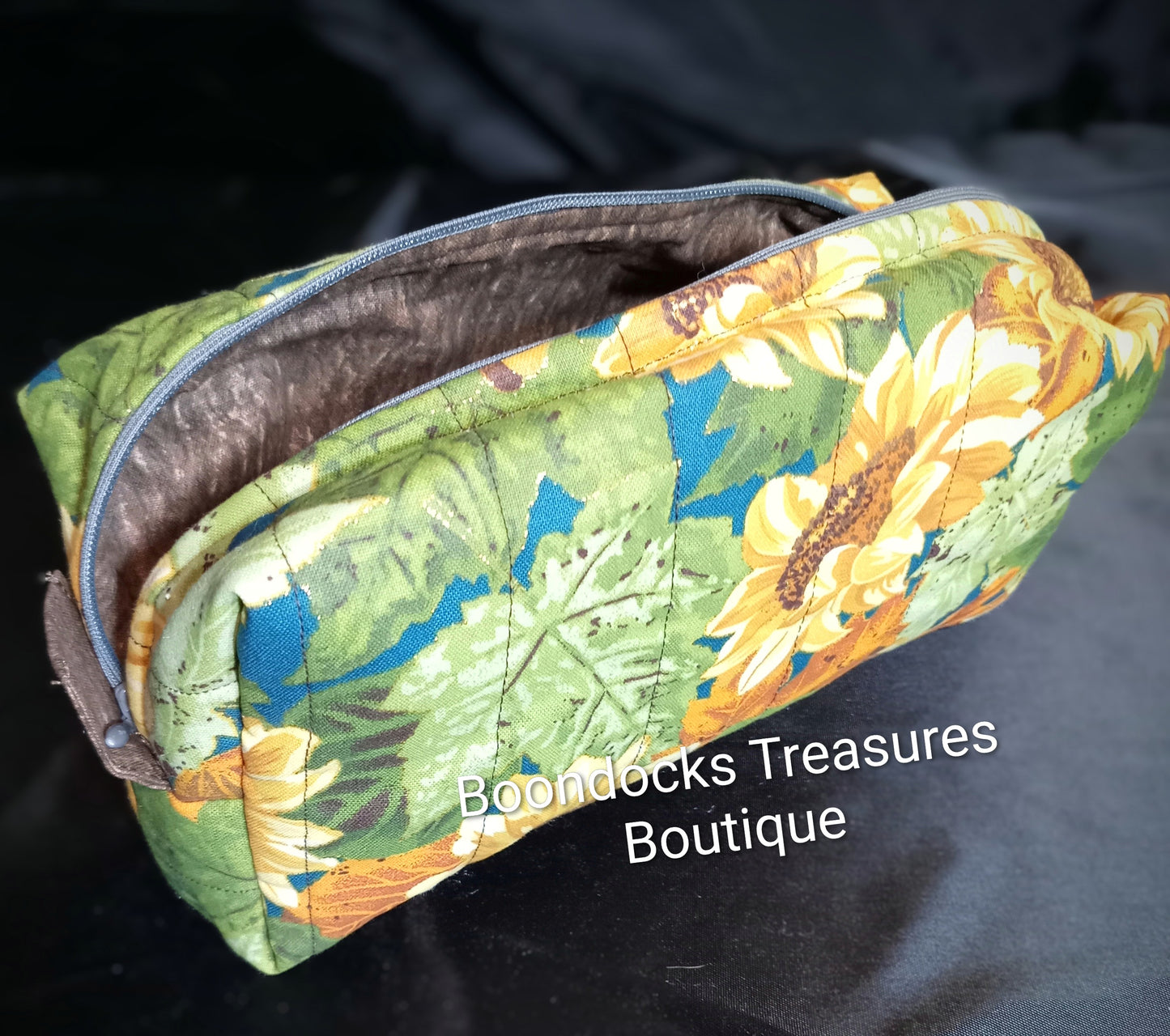 "Autumn Sunflowers" Quilted Makeup Bag — One of a Kind- Handmade