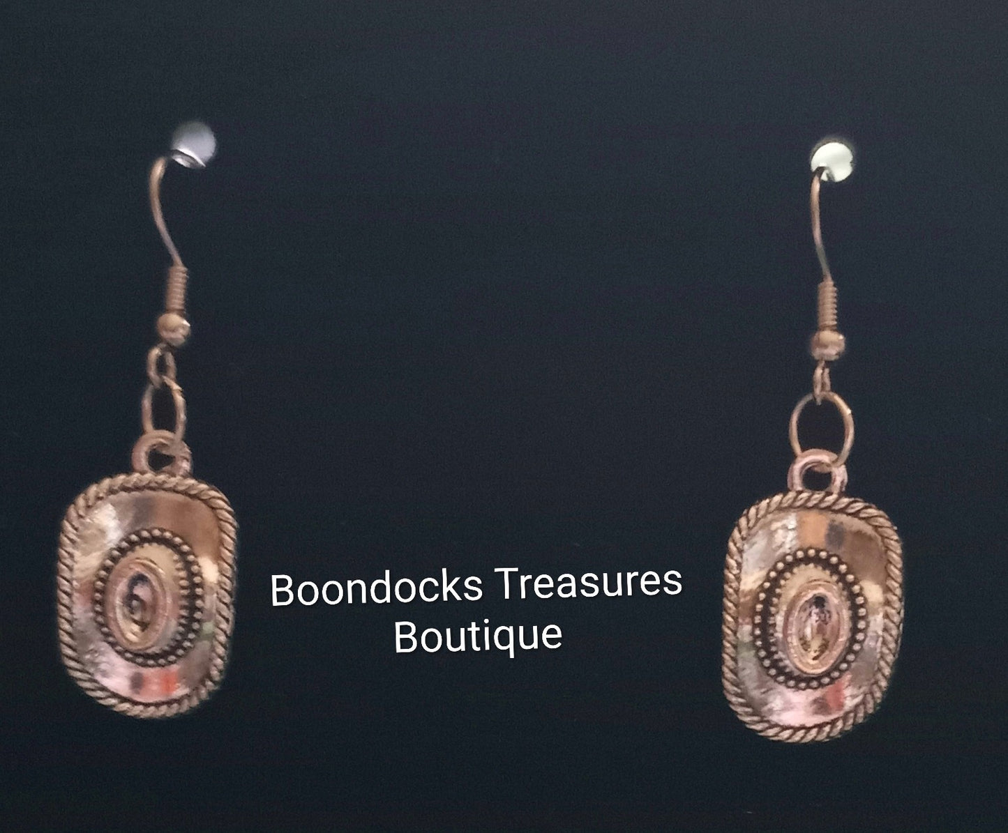 Silver Cowboy Hats with Rope Detail on Brim and Hat band Handmade Earrings