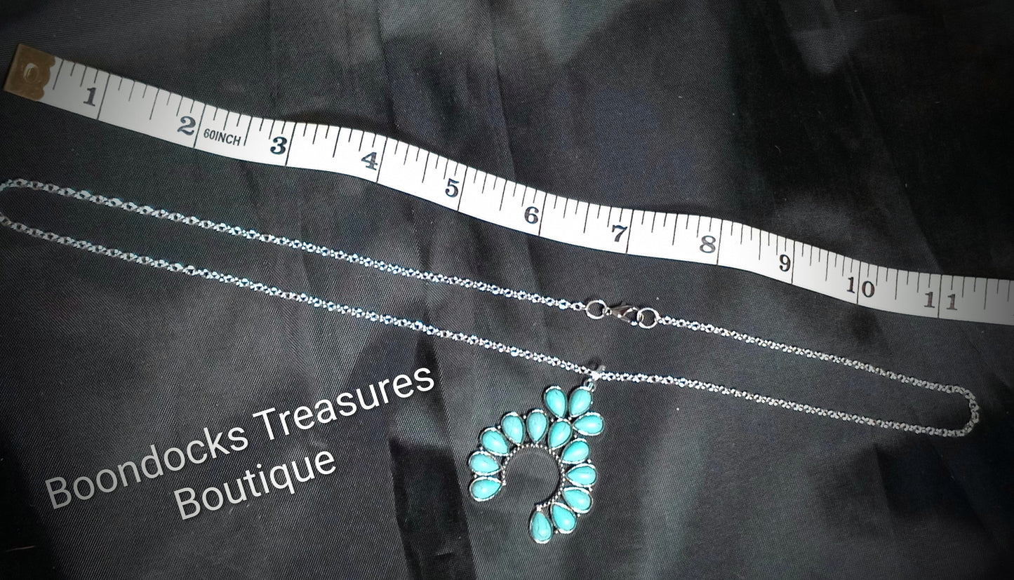 Turquoise Squash blossom Pendant Necklace