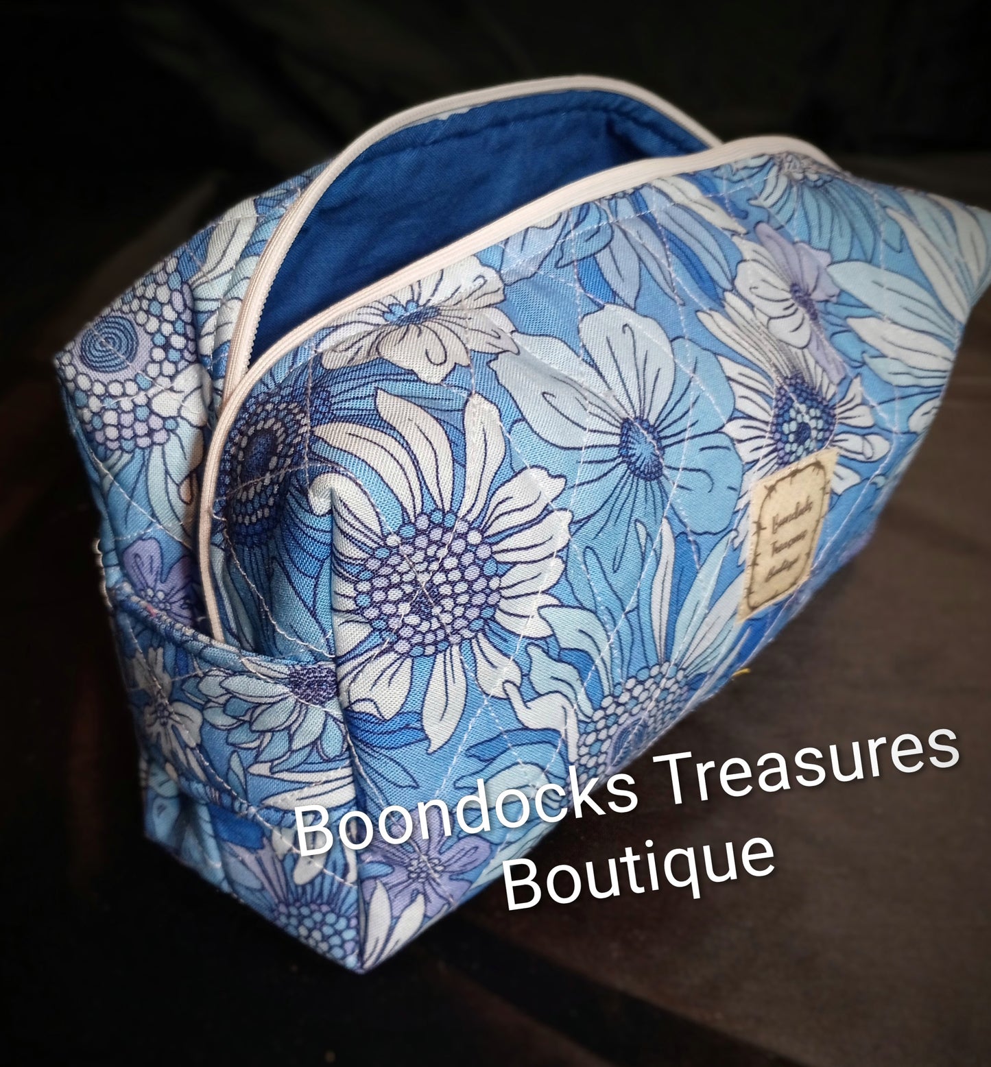 Handmade Makeup/Shaving Bag – "Hand Drawn Flowers" (Each One of a Kind)