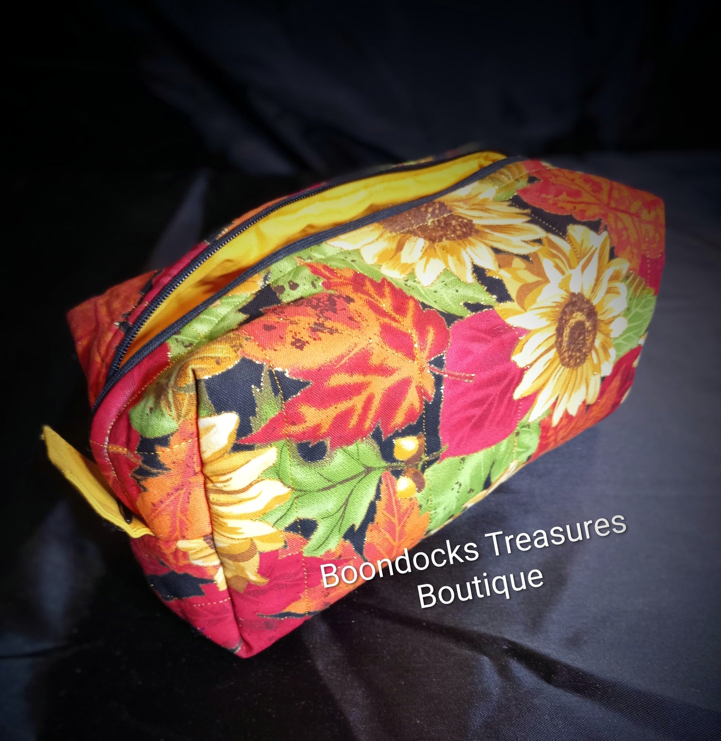 "Autumn Sunflowers" Quilted Makeup Bag — One of a Kind- Handmade