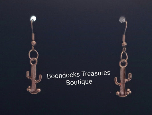 Silver Saguaro Cactus w/o flower Handmade Earrings