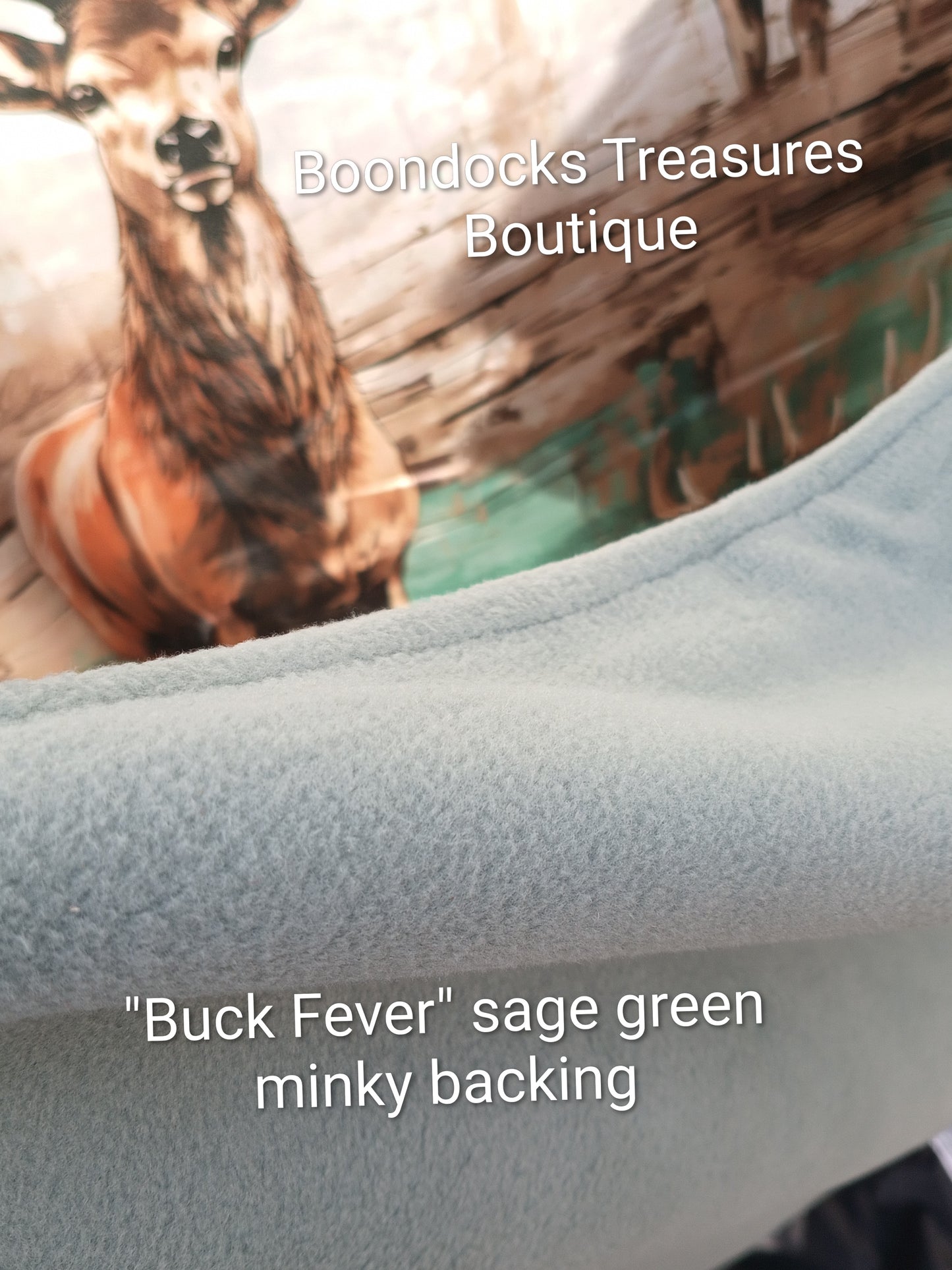 "Buck Fever" handmade plush fleece and satin blanket
