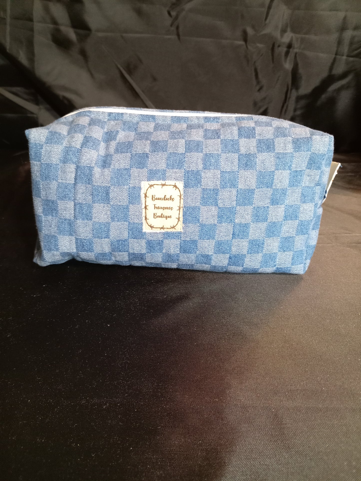 Handmade Multi-purpose Bag – "Denim Blue Checkerboard" (One of a Kind)