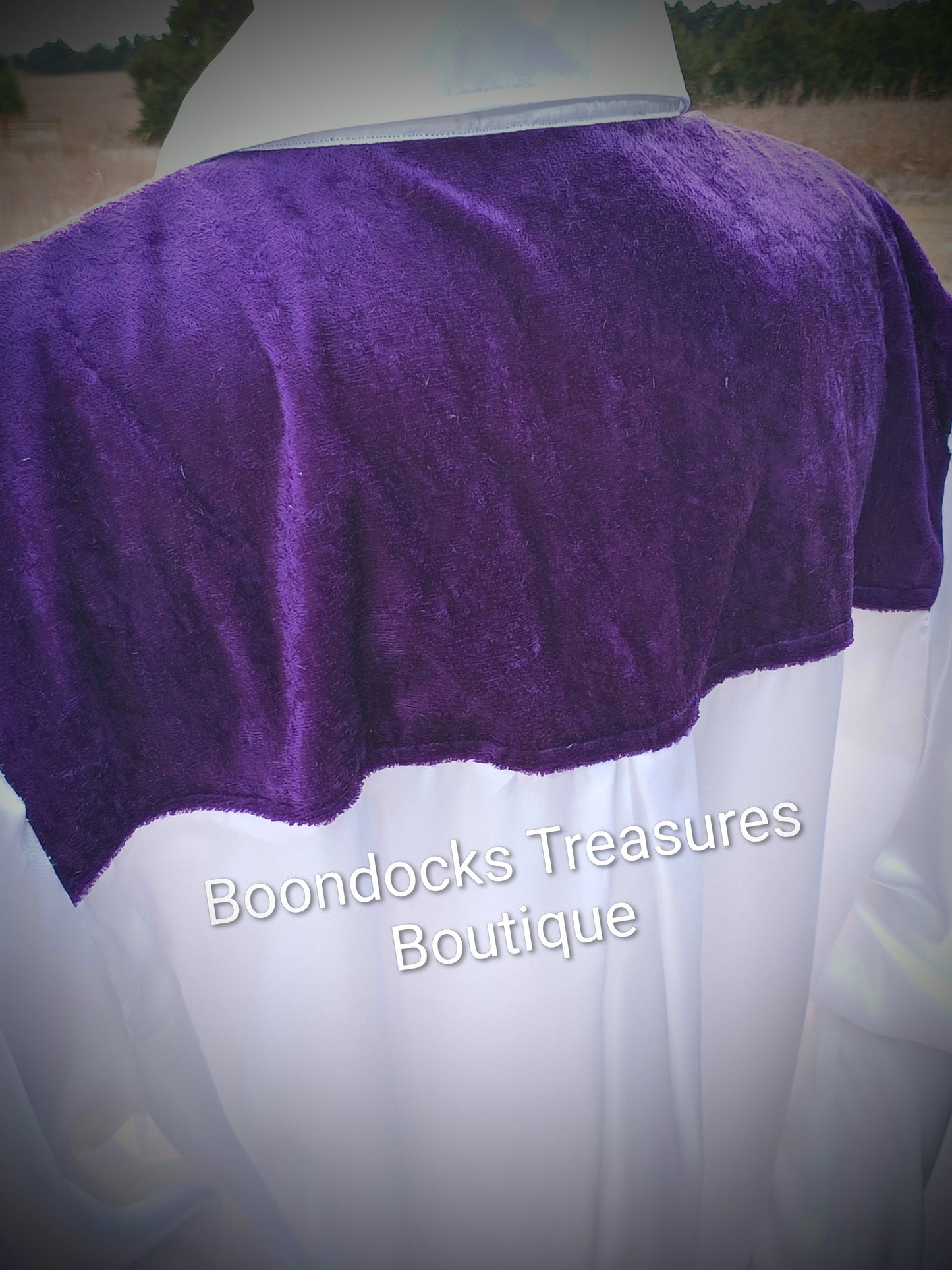 WHITE satin w/ PURPLE crushed velvet ACCENTS- Women's and Teen's Handmade Button up Shirts Pearl Snap Shirts Western Shirts Rodeo Shirts Show Shirts