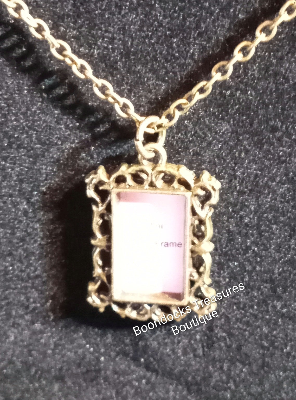 Rectangular Picture frame Photo Locket pendant necklace