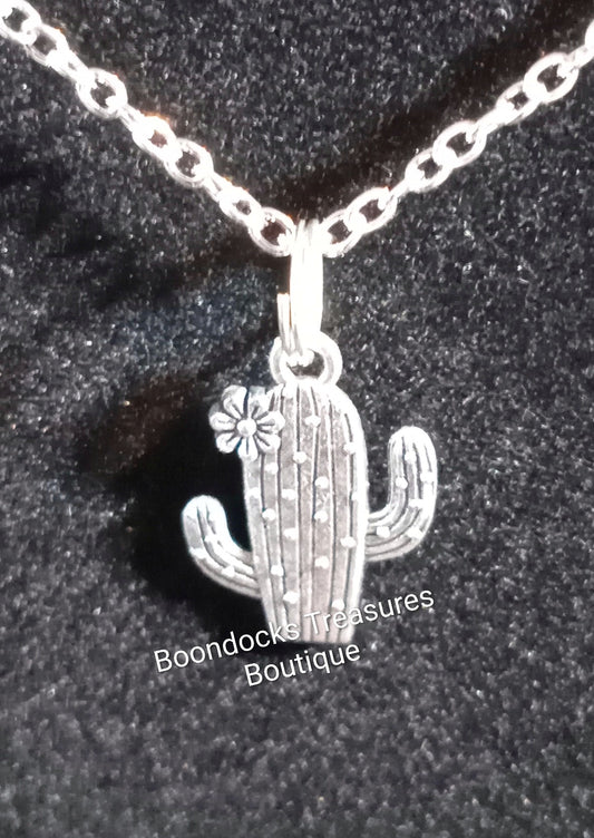 Saguaro Cactus Necklace- Silver- Handmade