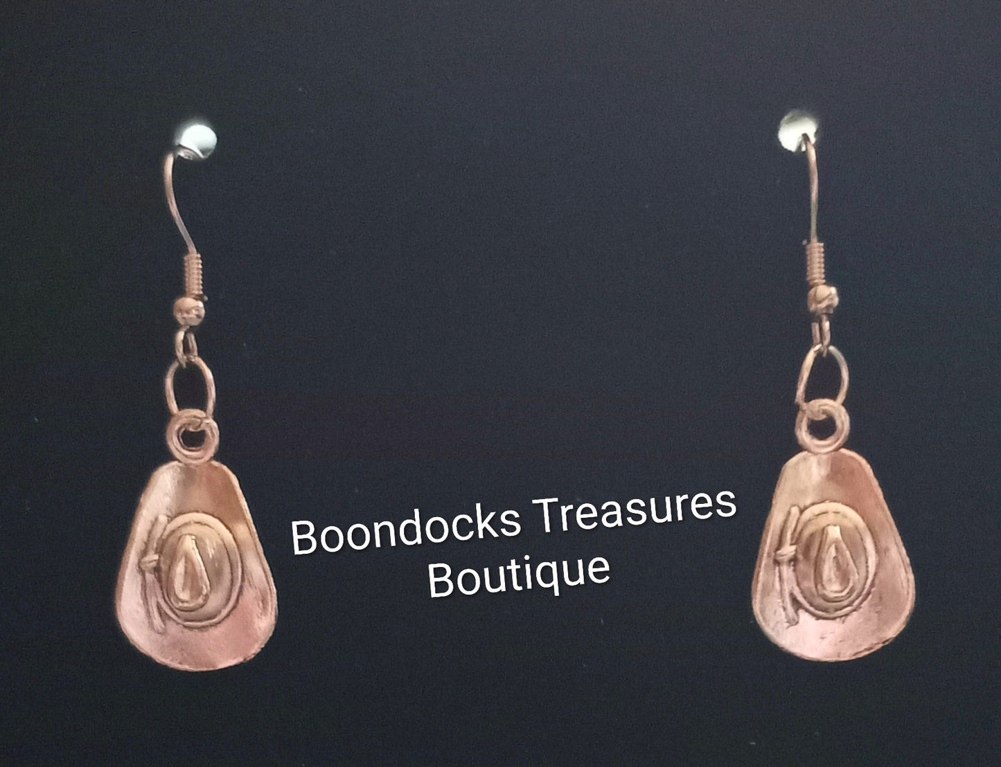 Silver Cowboy Hats with Rope Detail on Hat band Handmade Earrings