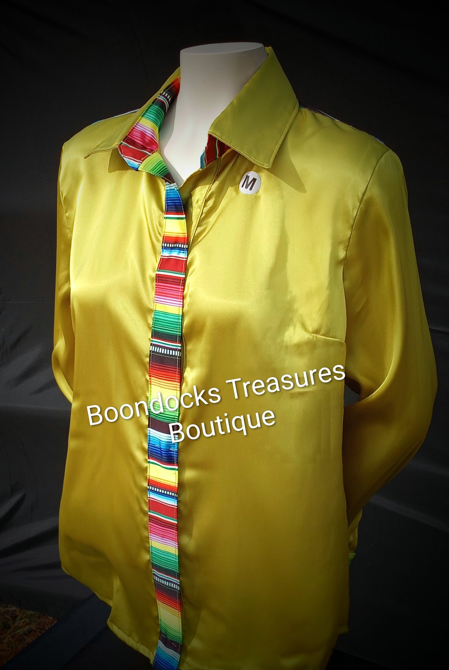 CHARTREUSE satin shirt w/ SARAPE print ACCENTS- Women's and Teen's Handmade Button up Shirts Pearl Snap Shirts Western Shirts Rodeo Shirts Show Shirts