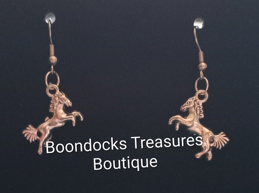 Silver Rearing Stallion Handmade Earrings