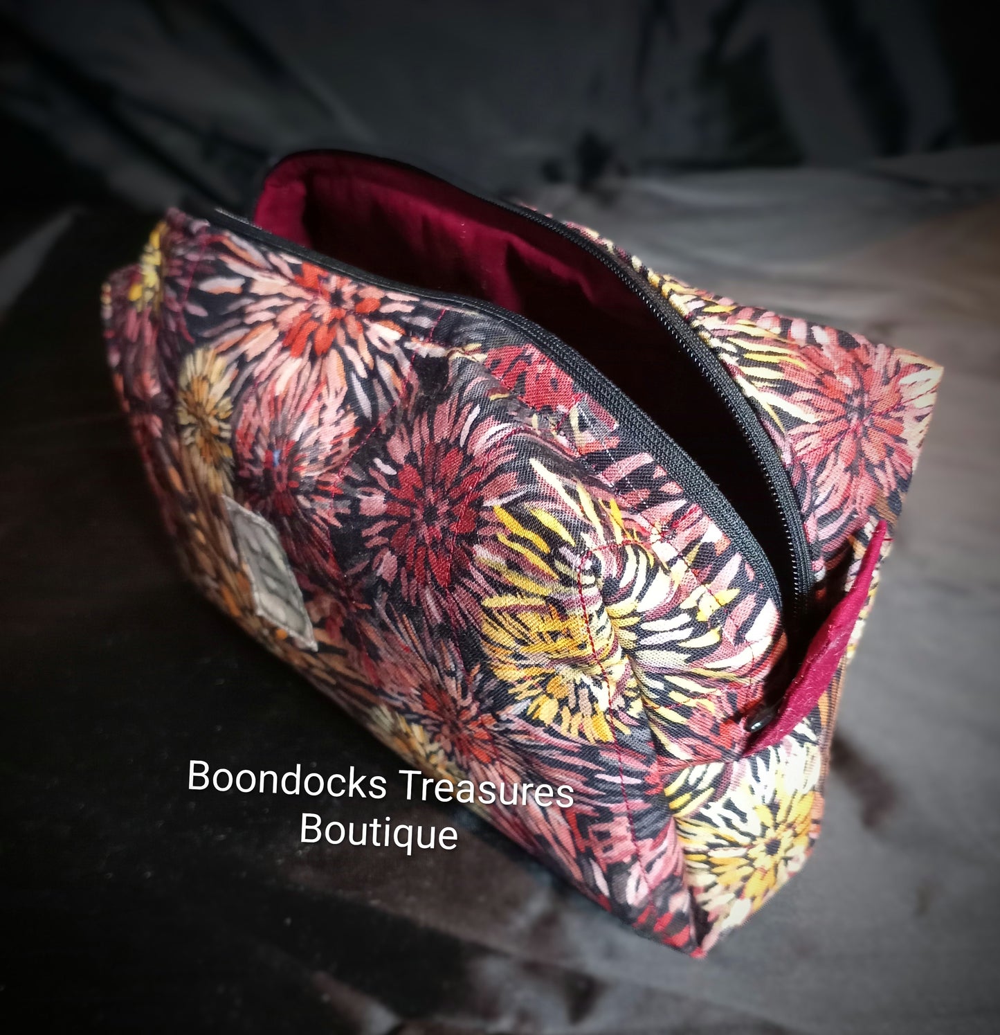 Handmade Makeup/Shaving Bag – "Chrysanthemums" (One of a Kind)