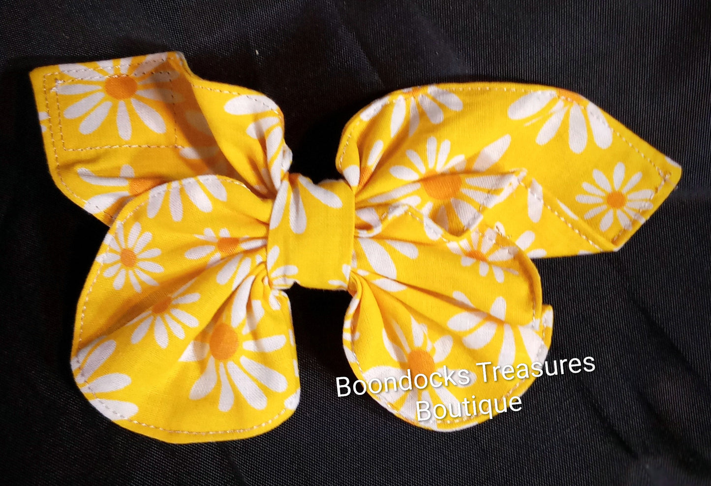 "White Daisies on Yellow" Butterfly Handmade Hair Barrette