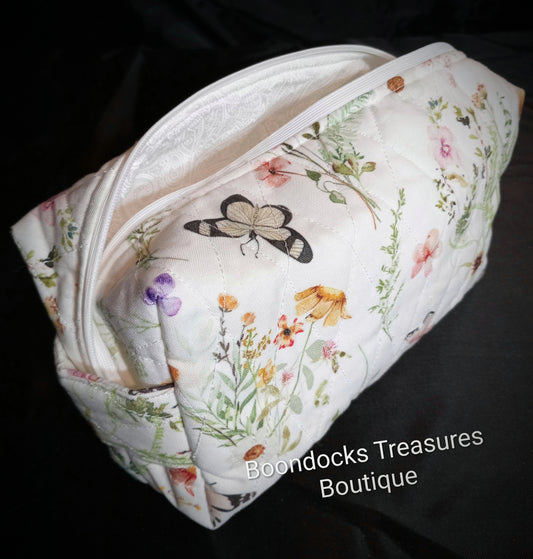 "Wildflowers and Butterflies" Handmade Makeup &Travel Bag