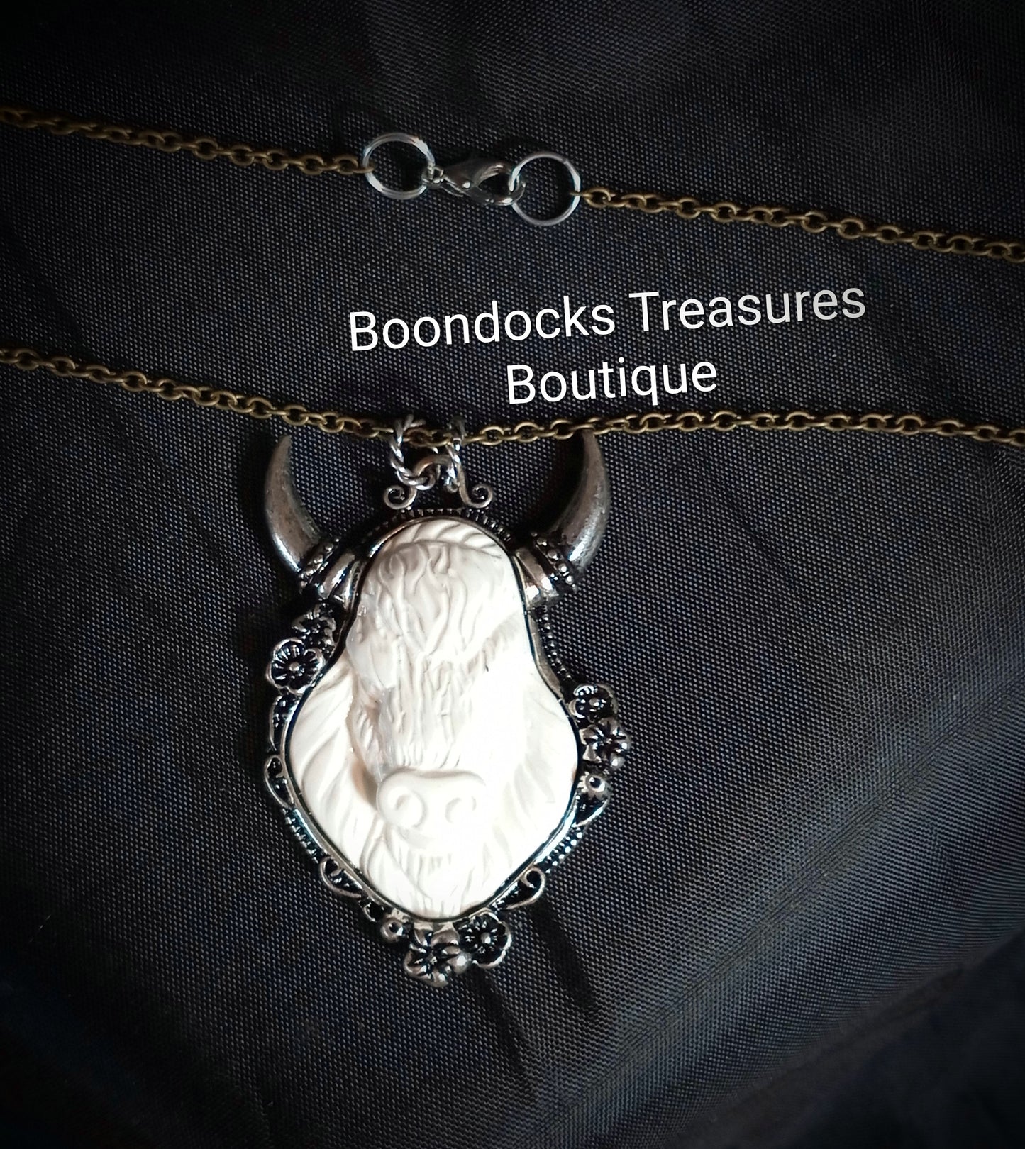 White Bison 3D Pendant Necklace