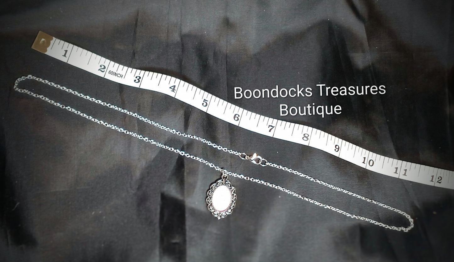 Silver Oval photo locket pendant necklace