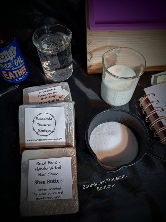 Leather Scented Shea Butter Handcrafted Soap