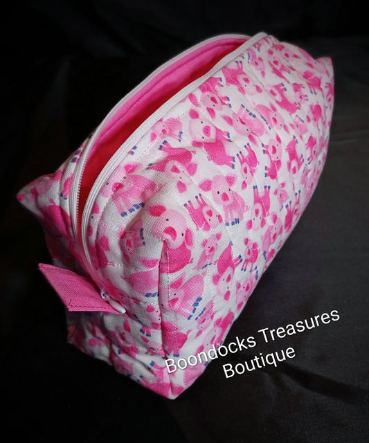 "Baby Pigs" Handmade Quilted Makeup Bag — One of a Kind