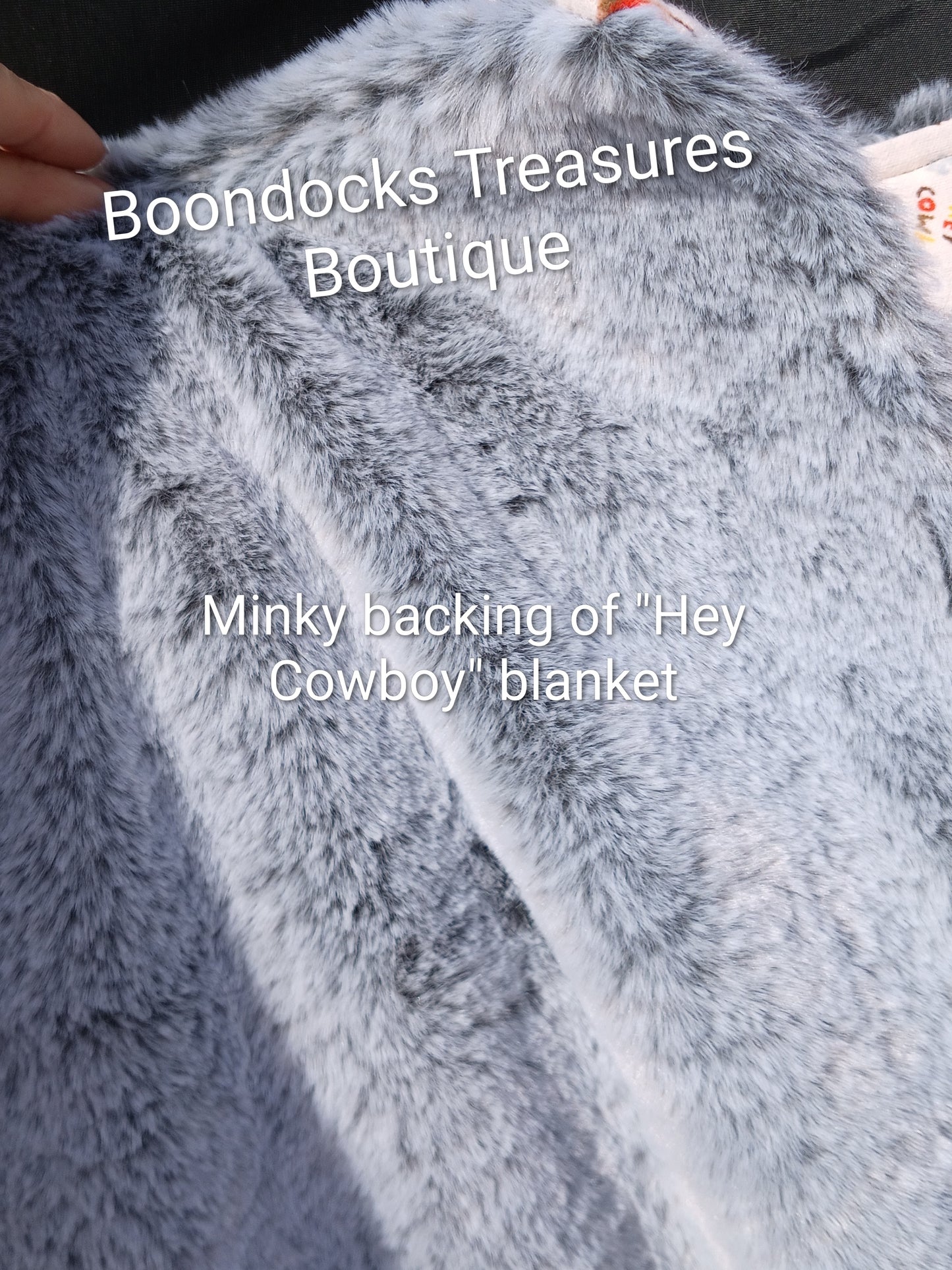 "Hey Cowboy!" handmade plush minky faux fur and flannel blanket