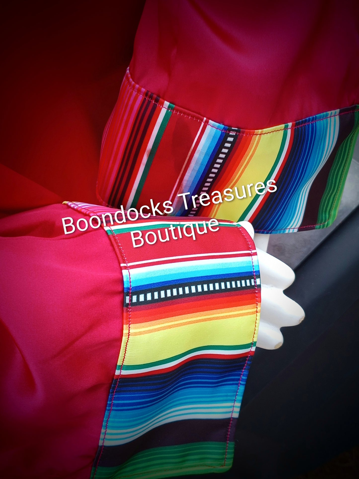 RED satin w/ SARAPE print ACCENTS- Women's and Teen's Handmade Button up Shirts Pearl Snap Shirts Western Shirts Rodeo Shirts Show Shirts