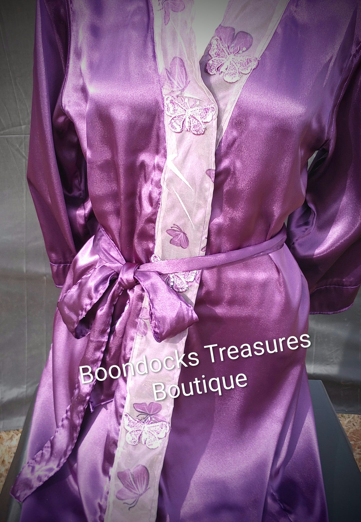 Purple w/ butterflies Satin Robe