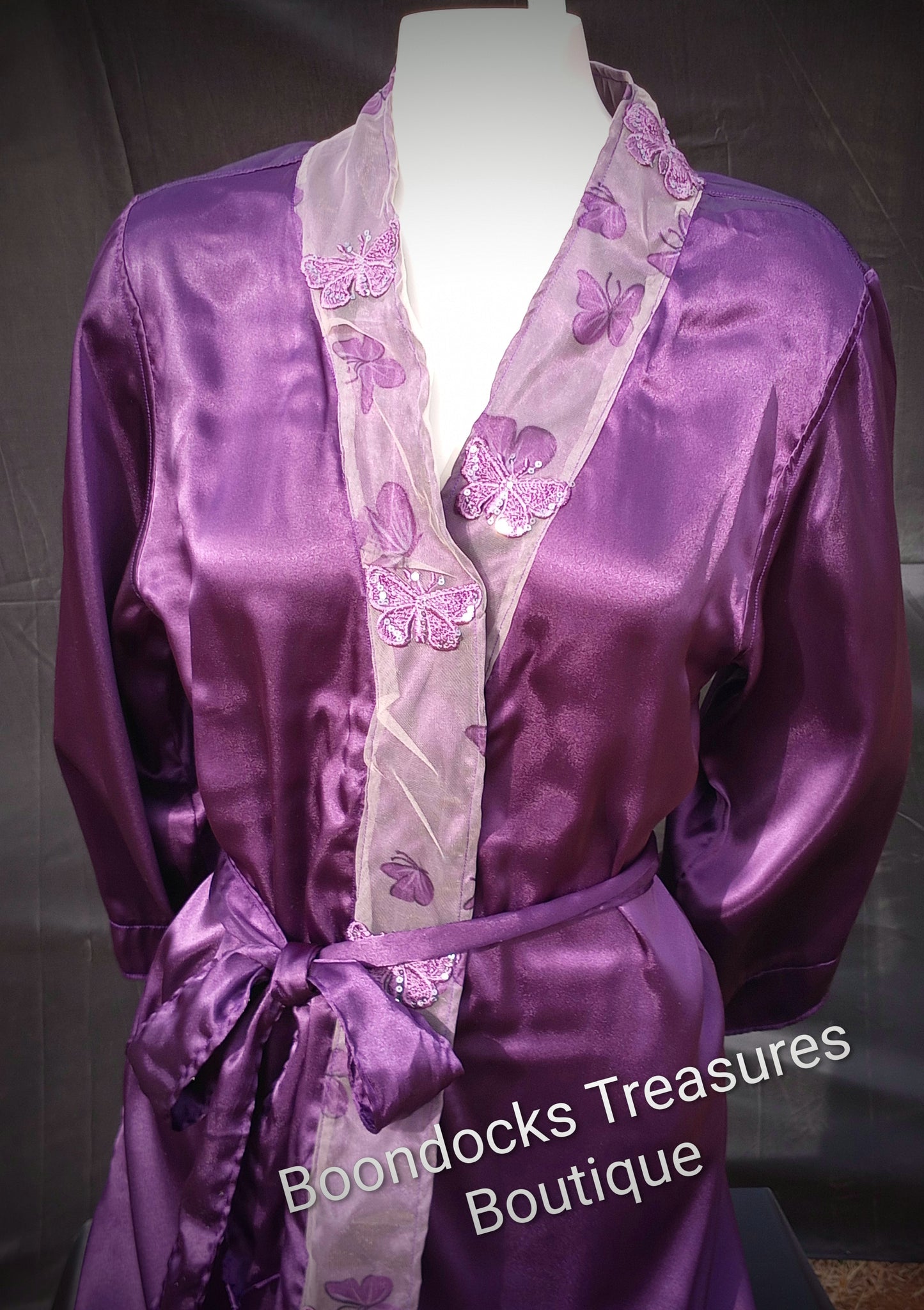 Purple w/ butterflies Satin Robe