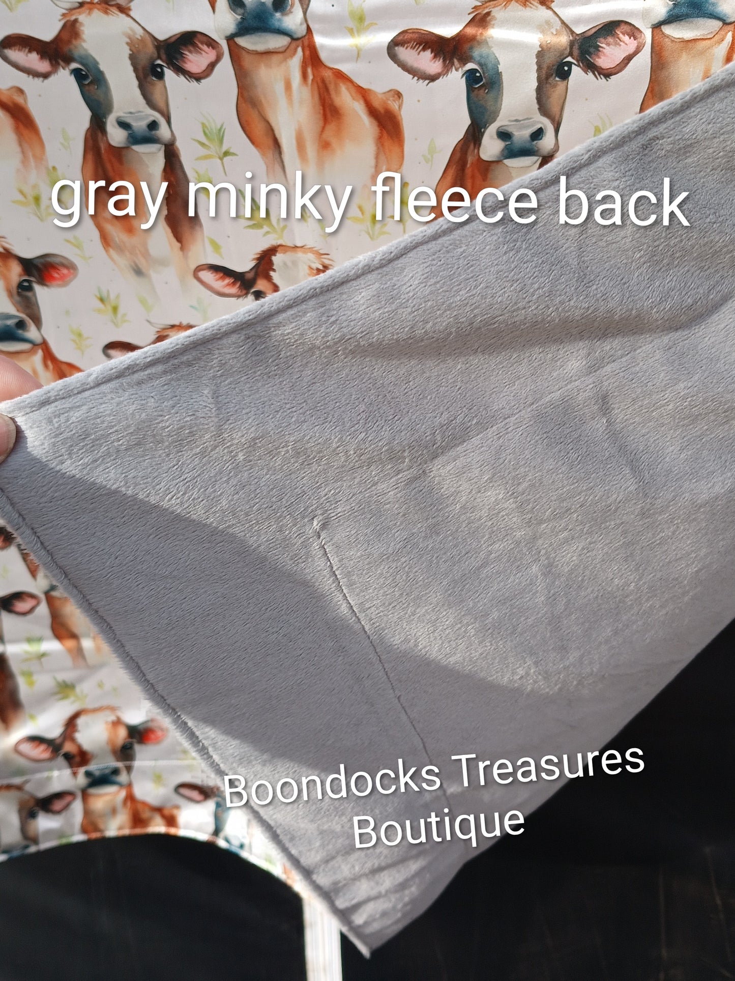 "Jersey Calf" handmade velvety minky and satin toddler blanket