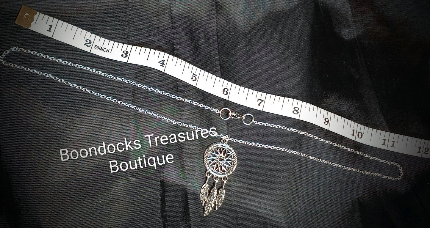Dreamcatcher Pendant Necklace - Silver - Handmade