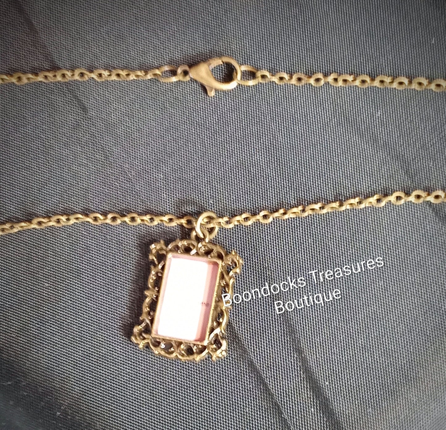 Rectangular Picture frame Photo Locket pendant necklace