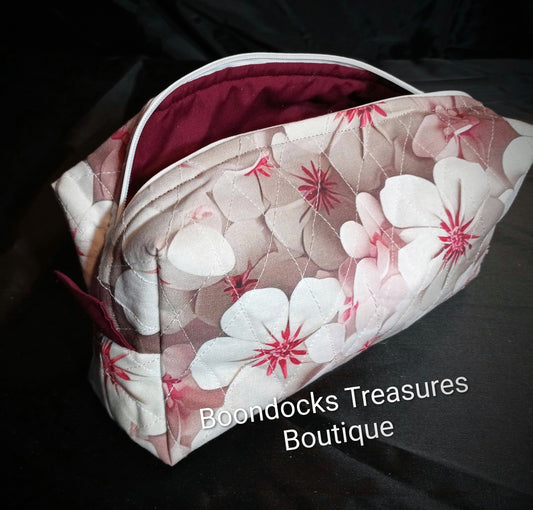 Handmade Makeup/Shaving Bag – "CHERRY BLOSSOMS" (One of a Kind)