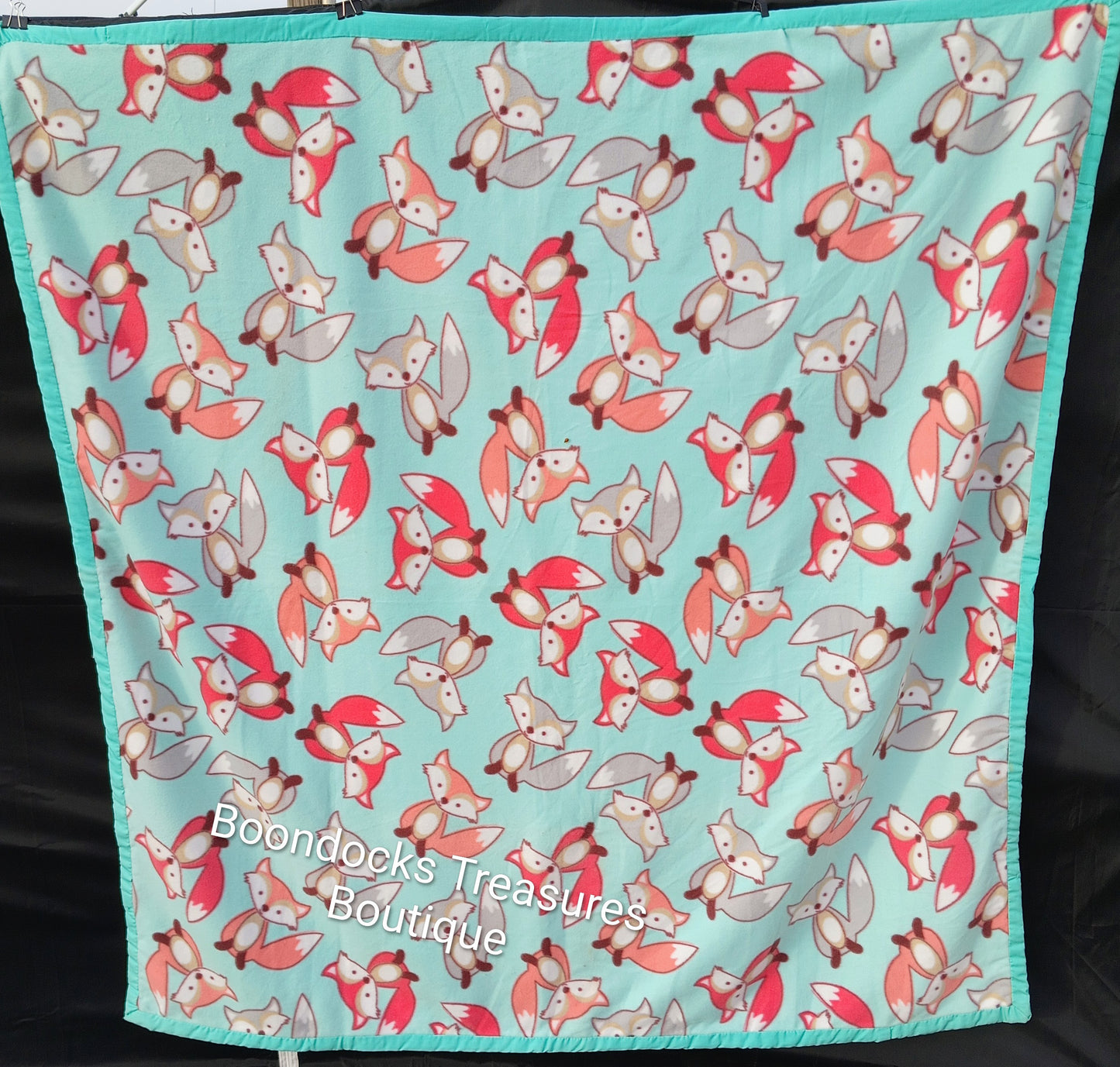 "Sly Fox and Friends" One- of-a-kind handmade fleece blanket