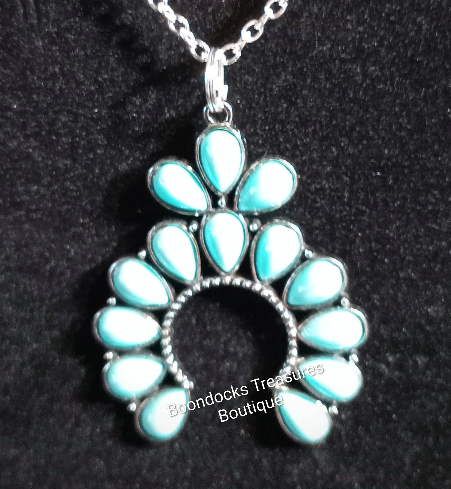 Turquoise Squash blossom Pendant Necklace