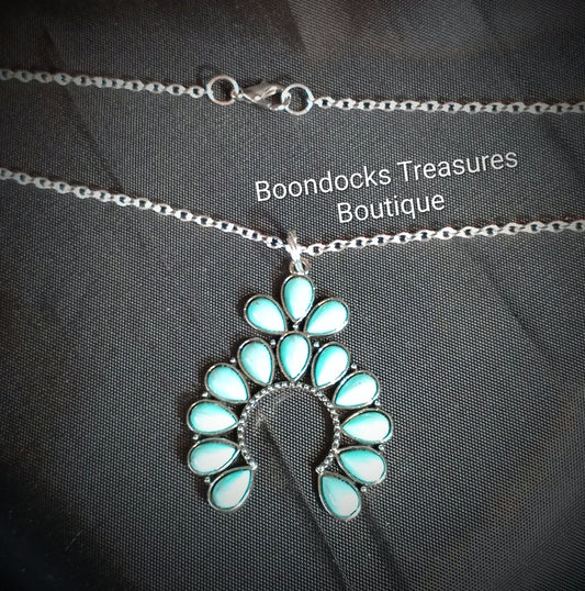 Turquoise Squash blossom Pendant Necklace